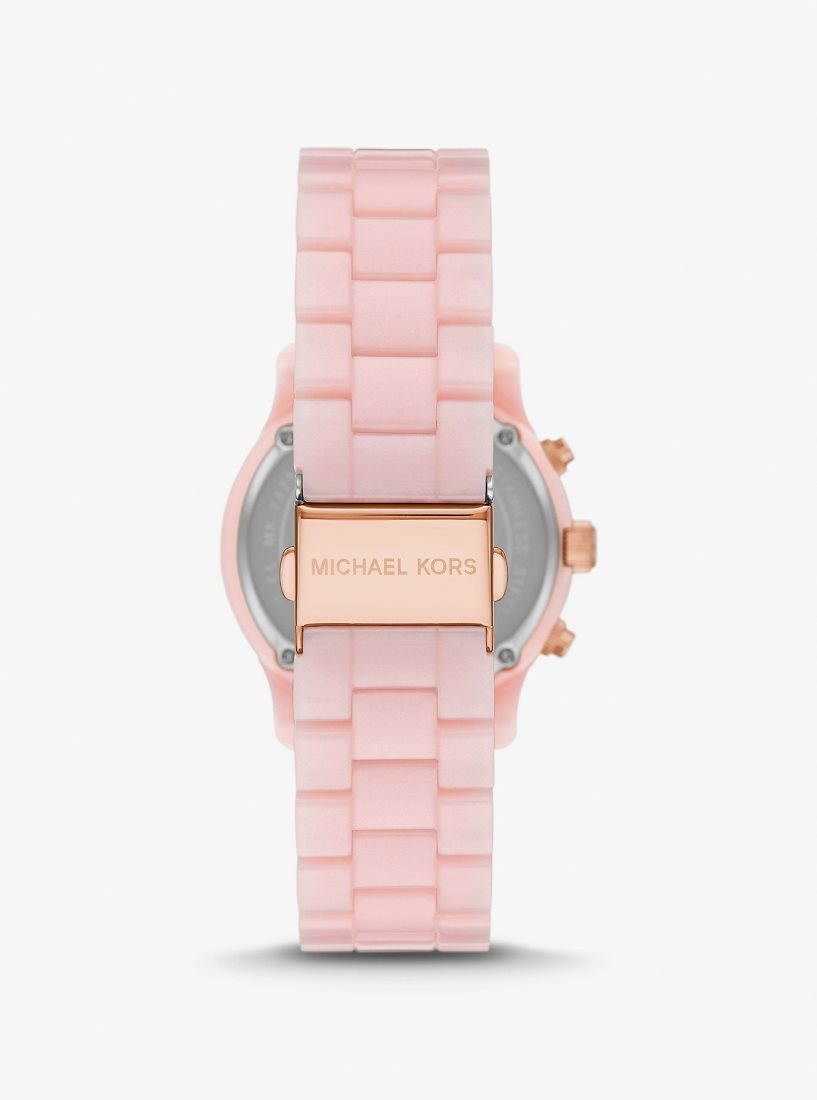 Gold-tone Michael Kors Runway Pave Rose Gold-Tone and Blush Acetate Watch Mujer Rosas | 9483-CARXK