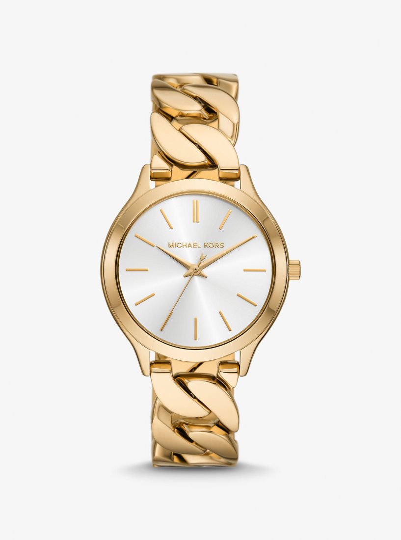 Gold-tone Michael Kors Slim Runway Gold-Tone Curb-Link Watch Mujer Doradas | 8341-MPQRD