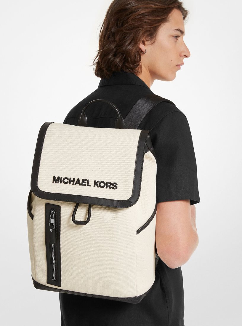 Mochilas Michael Kors Brooklyn Cotton Canvas Backpack Hombre Beige | 2783-KVZPF