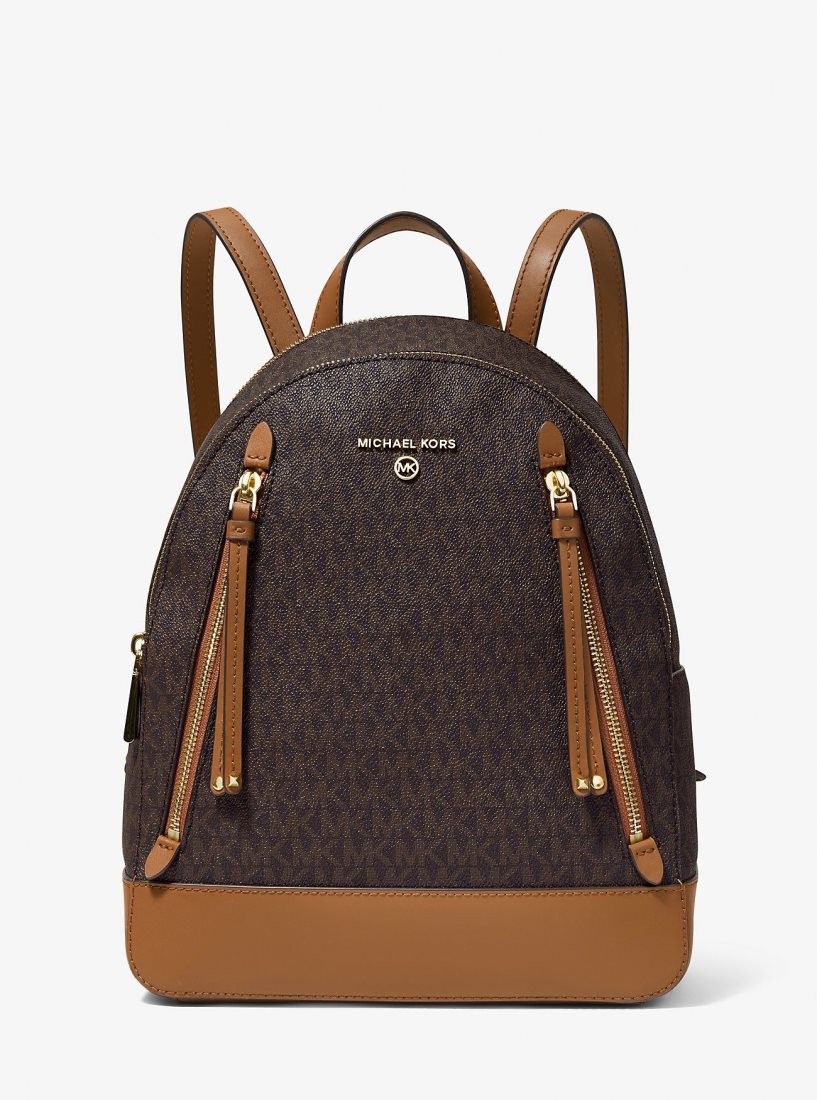 Mochilas Michael Kors Brooklyn Medium Logo Backpack Mujer Brn/Acorn | 3590-DVOLS