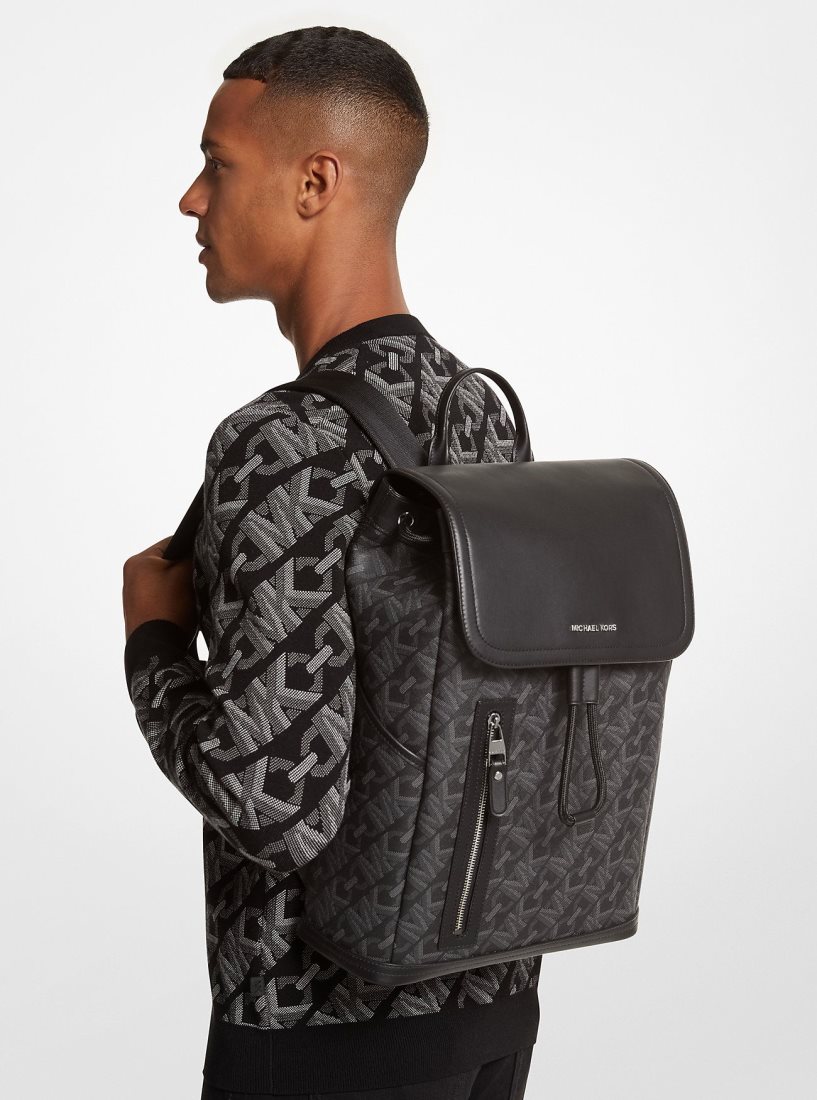 Mochilas Michael Kors Hudson Empire Signature Logo Backpack Hombre Negras | 1857-GRFIV