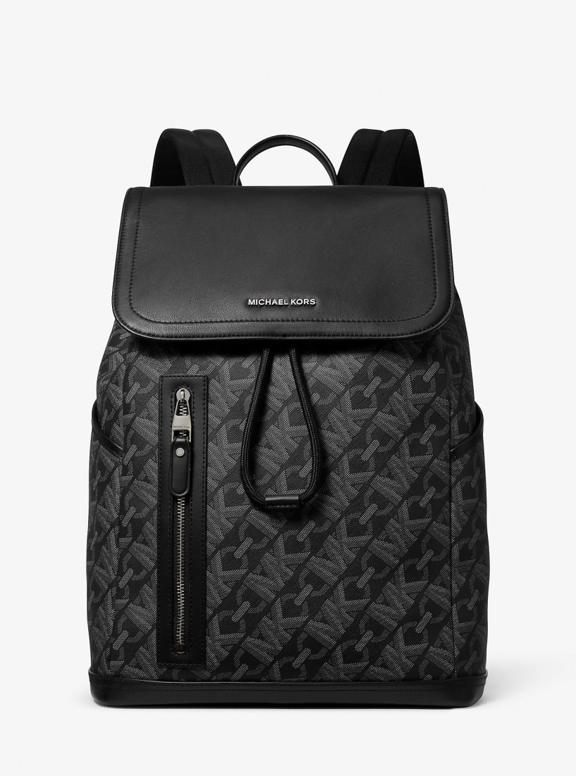 Mochilas Michael Kors Hudson Empire Signature Logo Backpack Hombre Negras | 1857-GRFIV