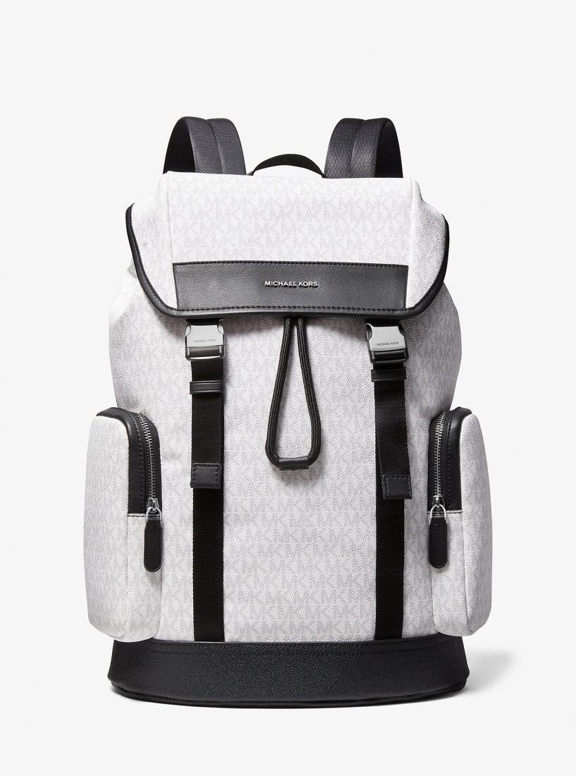 Mochilas Michael Kors Hudson Logo Backpack Hombre Bright Wht | 2493-XEZLW