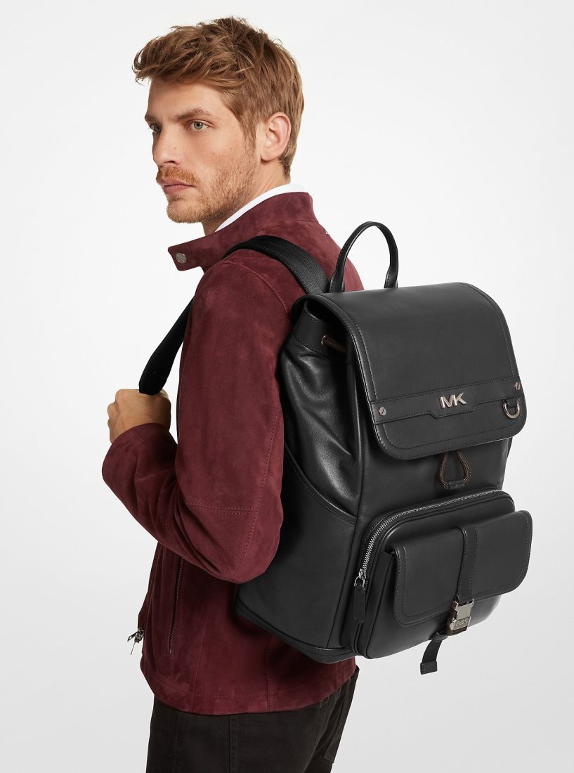 Mochilas Michael Kors Varick Leather Backpack Hombre Negras | 4305-FIGKW