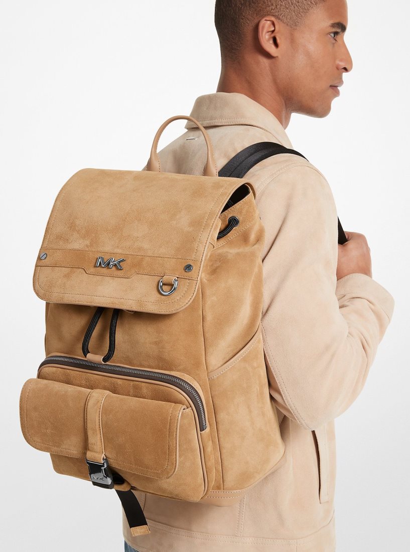 Mochilas Michael Kors Varick Suede Backpack Hombre Marrones | 1687-RQFMG