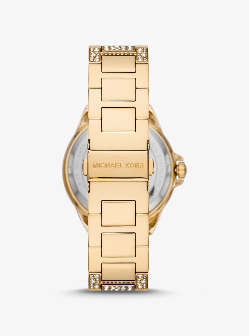 Oversized Michael Kors Oversized Camille Pave Gold-Tone Watch Mujer Doradas | 7263-WLPVX