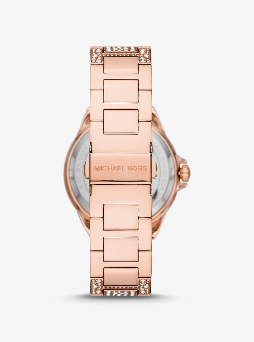 Oversized Michael Kors Oversized Camille Pave Rose Gold-Tone Watch Mujer Rosas Doradas | 9843-ZUCML