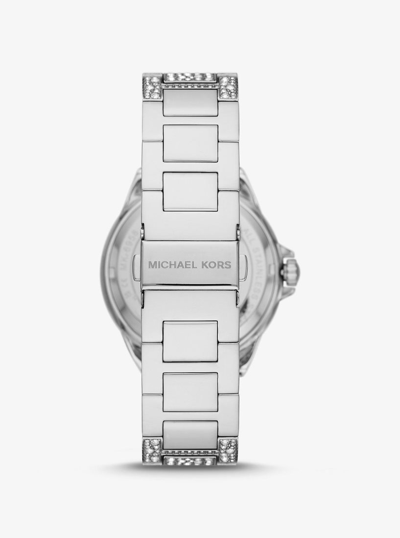 Oversized Michael Kors Oversized Camille Pave Silver-Tone Watch Mujer Plateadas | 4619-FYBNG