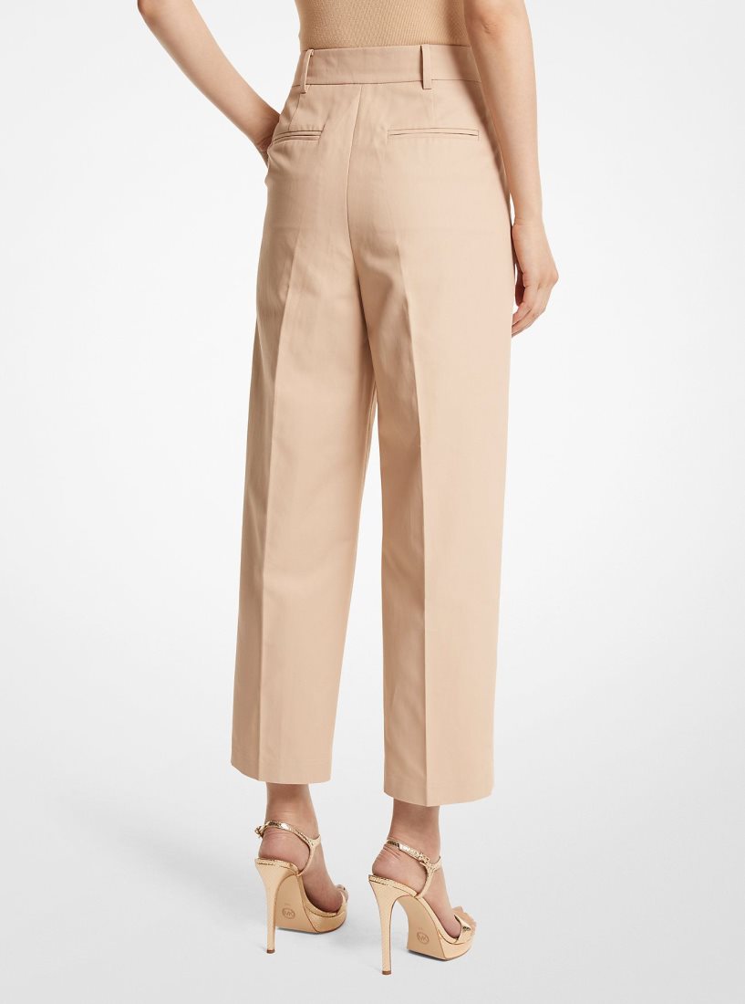 Pantalon Michael Kors Cotton Blend Twill Cropped Pants Mujer Buff | 0896-DXBUQ