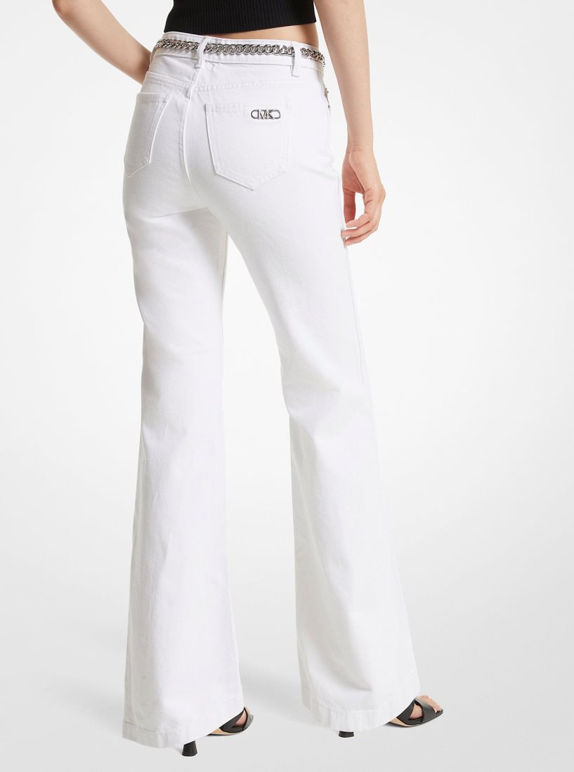 Pantalon Michael Kors Denim Belted Flared Jeans Mujer Blancas | 2048-GRATL