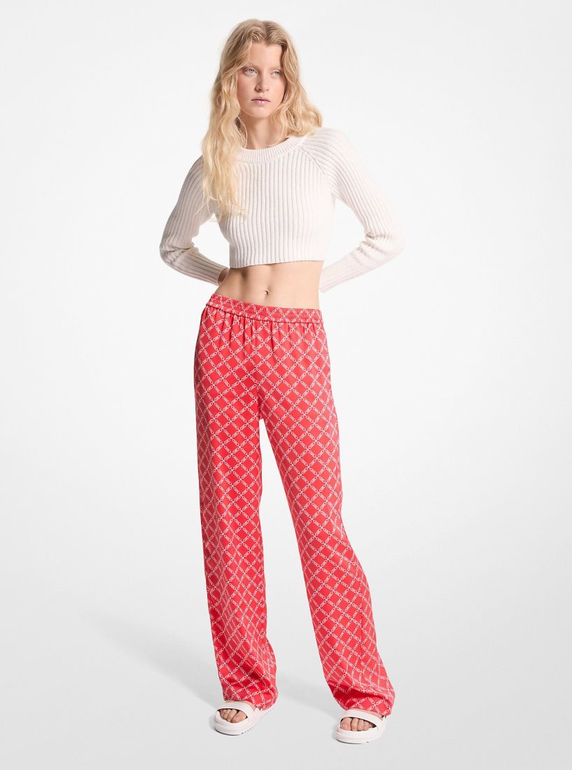 Pantalon Michael Kors Empire Logo Satin Pajama Pants Mujer Coral | 3468-EQXLG