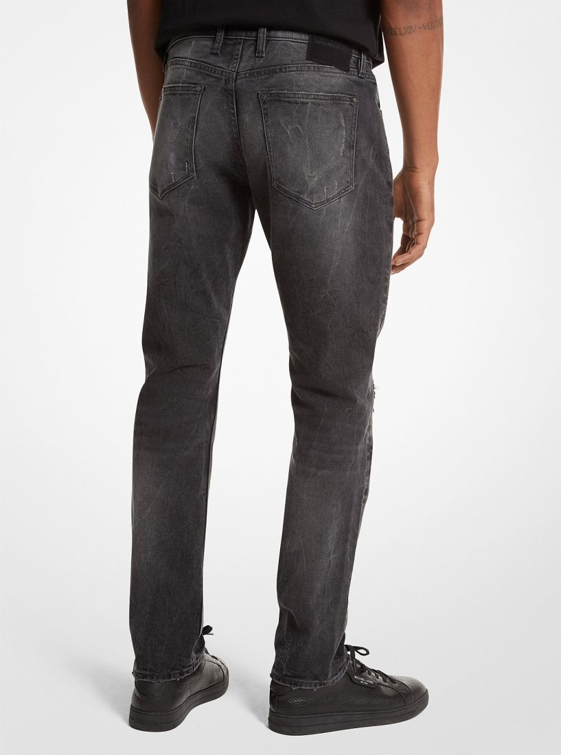 Pantalon Michael Kors Parker Distressed Stretch-Denim Jeans Hombre Adderly | 4298-TVJUI