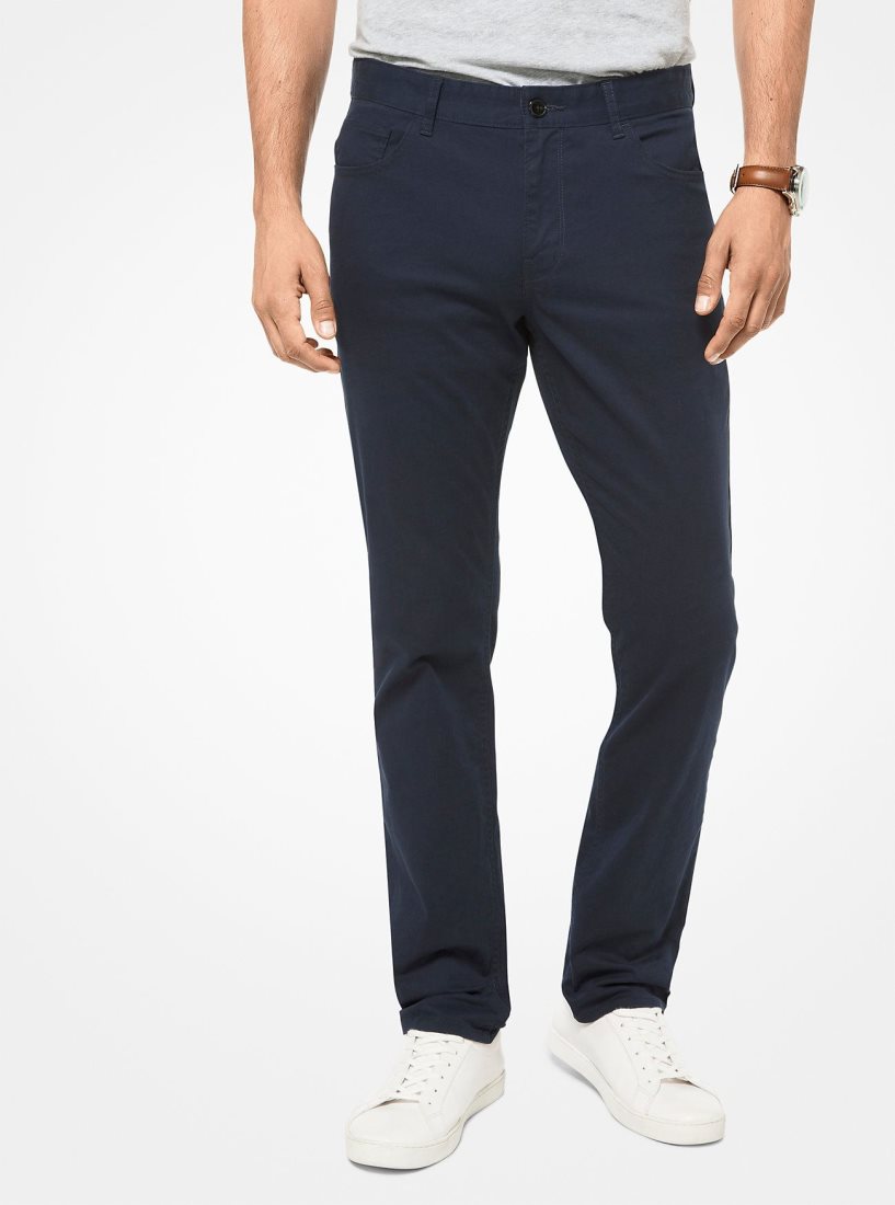 Pantalon Michael Kors Parker Slim-Fit Stretch-Twill Pants Hombre Midnight | 8947-IGEWM