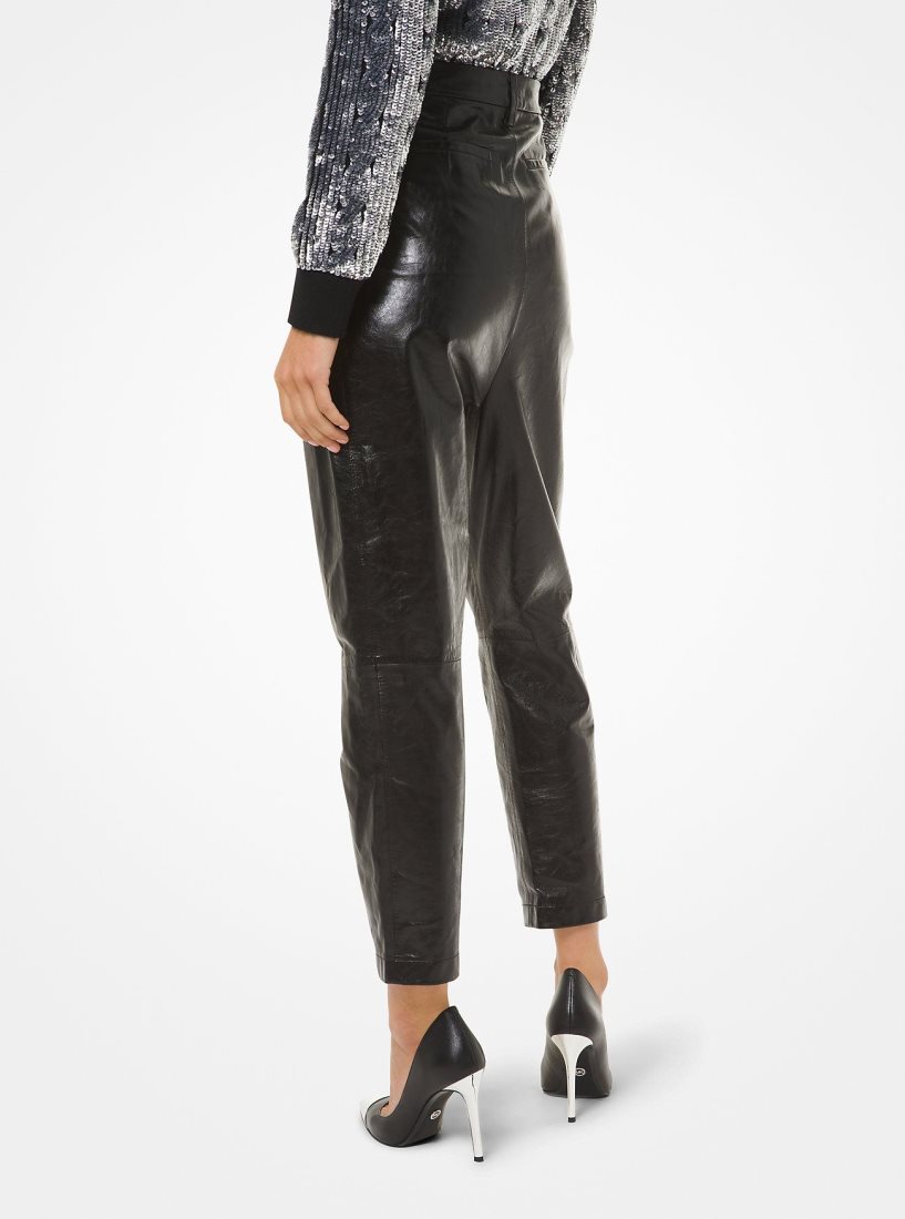 Pantalon Michael Kors Pleated Leather Pants Mujer Negras | 2710-PQNAO