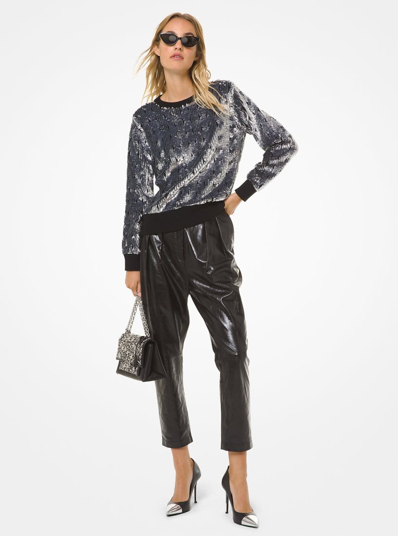 Pantalon Michael Kors Pleated Leather Pants Mujer Negras | 2710-PQNAO