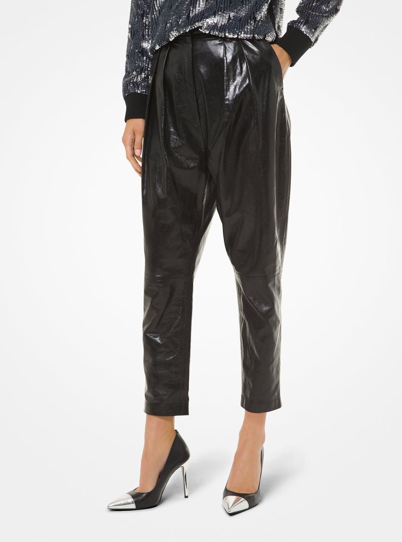 Pantalon Michael Kors Pleated Leather Pants Mujer Negras | 2710-PQNAO