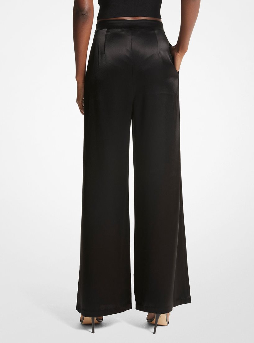 Pantalon Michael Kors Satin Wide-Leg Pants Mujer Negras | 4602-YHTXO