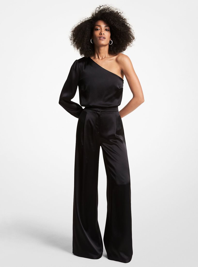 Pantalon Michael Kors Satin Wide-Leg Pants Mujer Negras | 4602-YHTXO