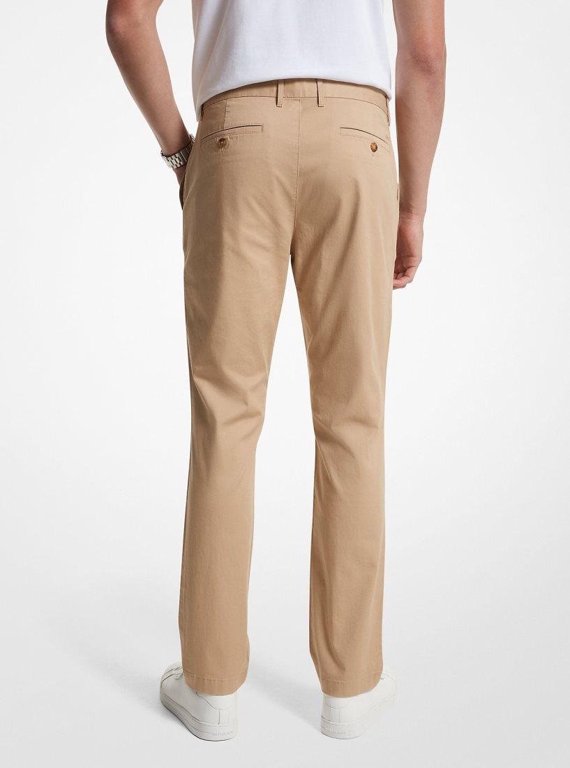 Pantalon Michael Kors Slim-Fit Cotton Blend Chino Pants Hombre Kaki | 3024-UCOLR