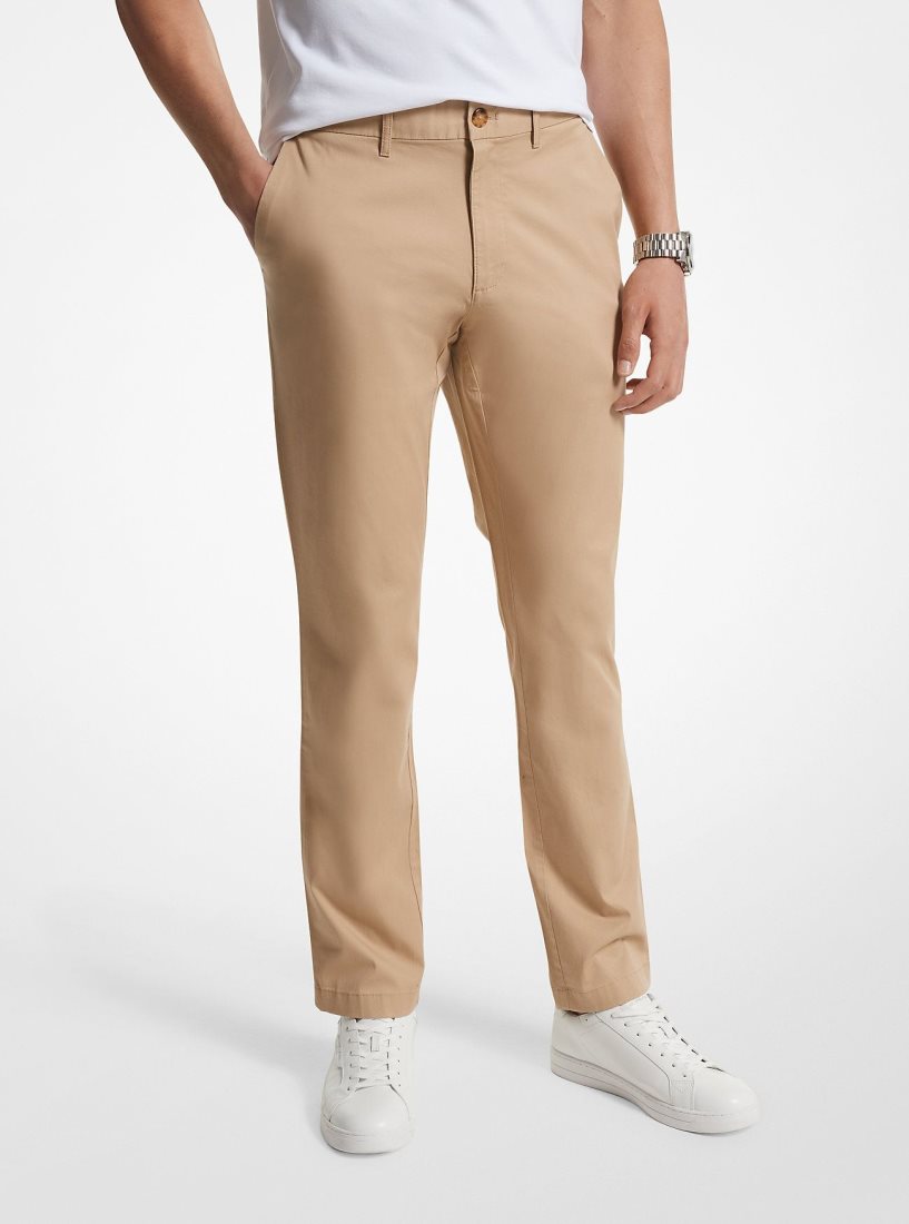 Pantalon Michael Kors Slim-Fit Cotton Blend Chino Pants Hombre Kaki | 3024-UCOLR