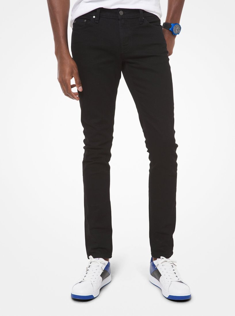 Pantalon Michael Kors Slim-Fit Stretch-Cotton Jeans Hombre Negras Negras | 8710-BSZGO