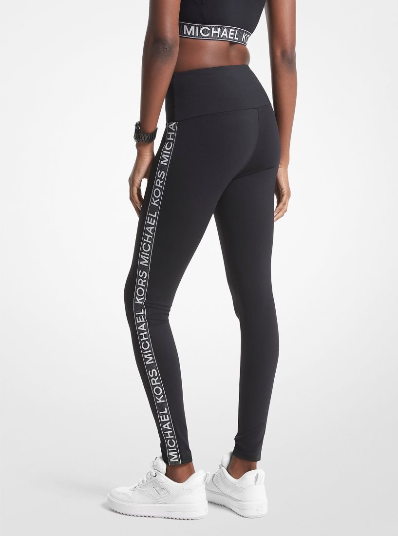 Pantalon Michael Kors Stretch Nylon Logo Tape Leggings Mujer Negras | 0956-JEPNR