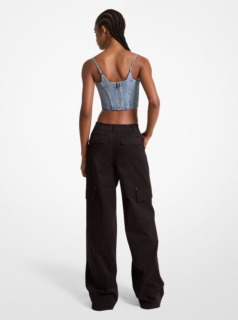 Pantalon Michael Kors Stretch Organic Cotton Wide-Leg Cargo Pants Mujer Negras | 9481-VSTPF