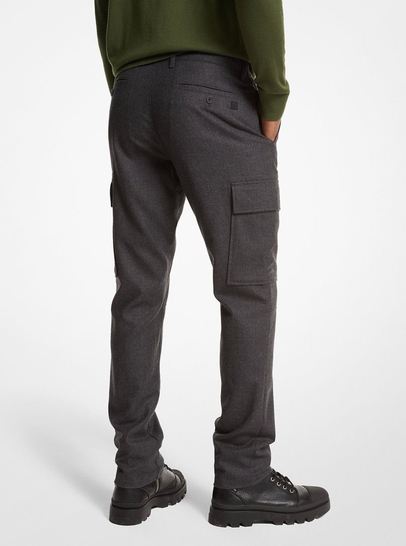 Pantalon Michael Kors Stretch Wool Flannel Cargo Pants Hombre Gris | 0629-ITKCP