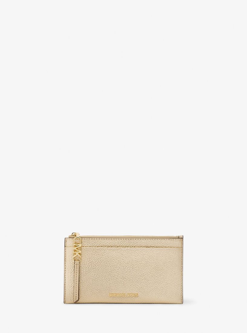 Porta Tarjetas Michael Kors Empire Large Metallic Leather Card Case Mujer Doradas | 8543-JQITB