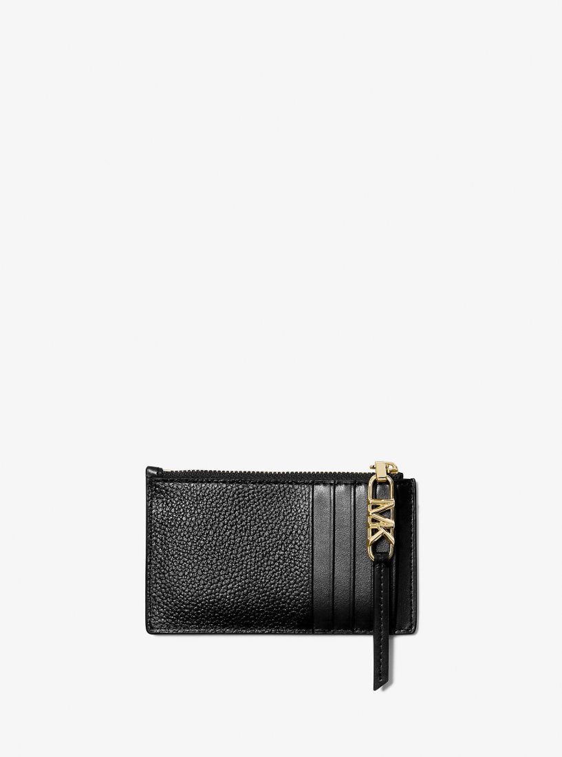 Porta Tarjetas Michael Kors Empire Small Pebbled Leather Card Case Mujer Negras | 7359-HXUKA