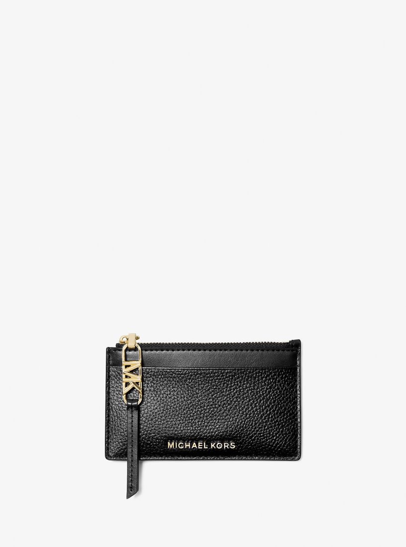 Porta Tarjetas Michael Kors Empire Small Pebbled Leather Card Case Mujer Negras | 7359-HXUKA