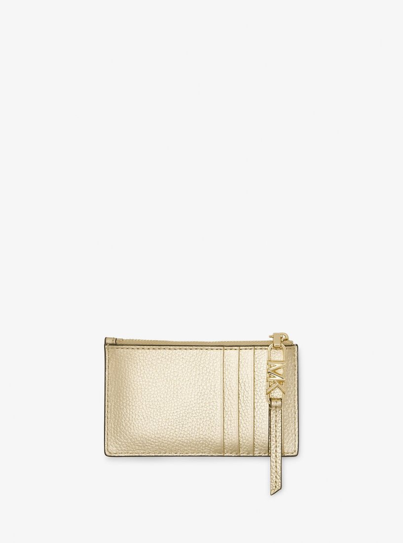 Porta Tarjetas Michael Kors Empire Small Metallic Leather Card Case Mujer Doradas | 8729-OCGJL