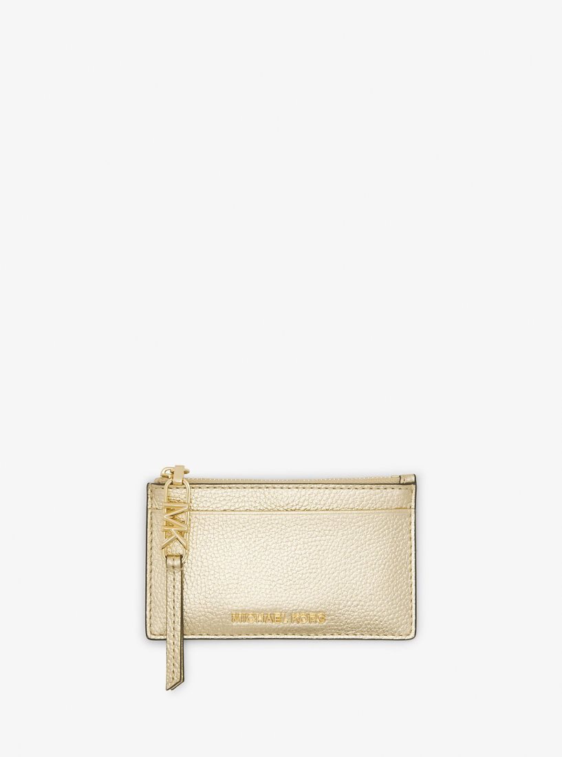 Porta Tarjetas Michael Kors Empire Small Metallic Leather Card Case Mujer Doradas | 8729-OCGJL