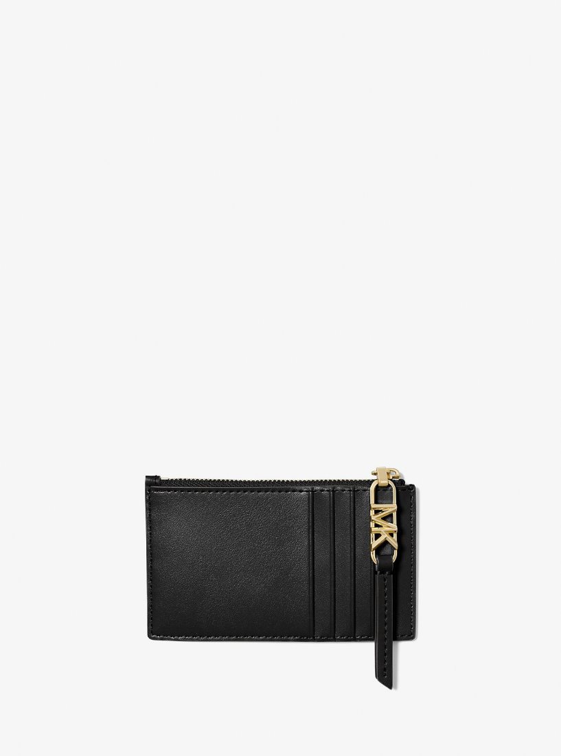 Porta Tarjetas Michael Kors Empire Small Woven Leather Card Case Mujer Negras | 1068-FKHBR