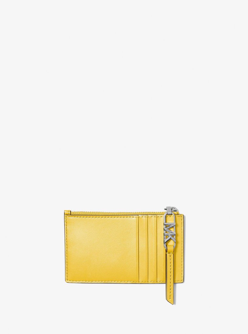 Porta Tarjetas Michael Kors Empire Small Woven Leather Card Case Mujer Bright Dandelion | 2083-QCJXZ