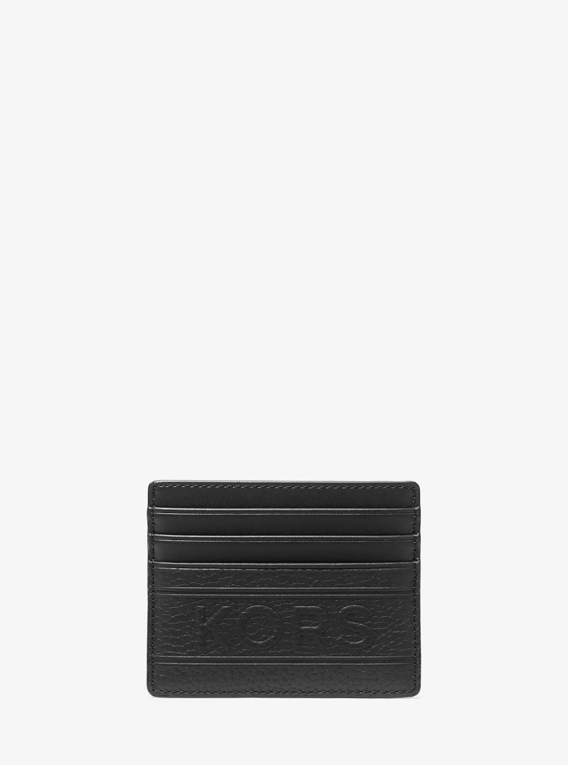 Porta Tarjetas Michael Kors Hudson Embossed Pebbled Leather Tall Card Case Hombre Negras | 6729-LQZBT