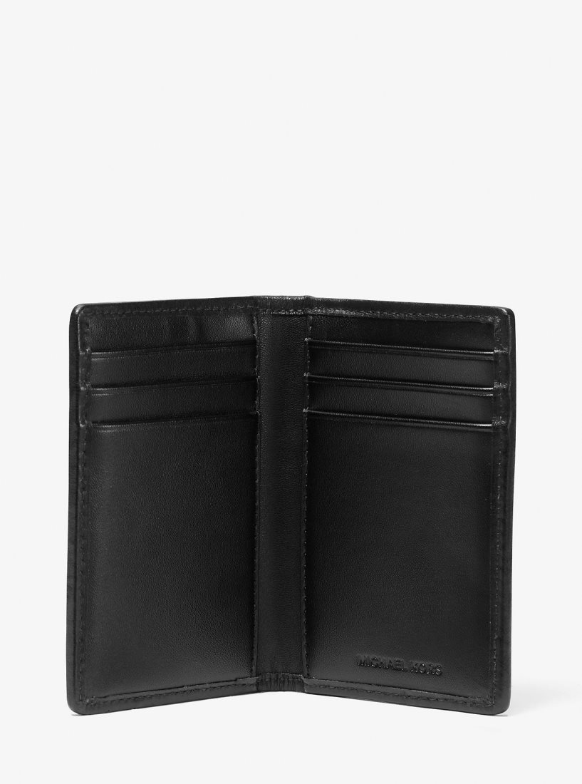 Porta Tarjetas Michael Kors Hudson Empire Logo Jacquard Bi-fold Card Case Hombre Negras | 4156-FXLTQ