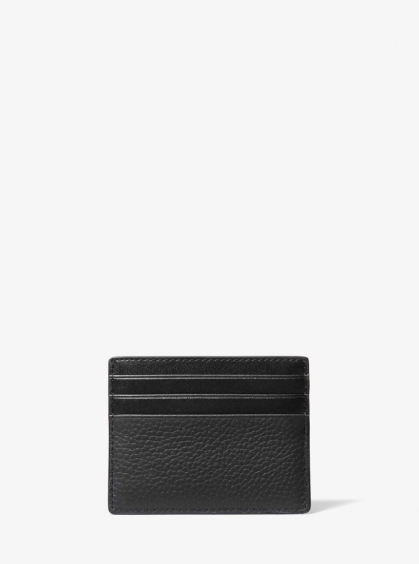 Porta Tarjetas Michael Kors Hudson Pebbled Leather Card Case Hombre Negras | 9512-HJVLP