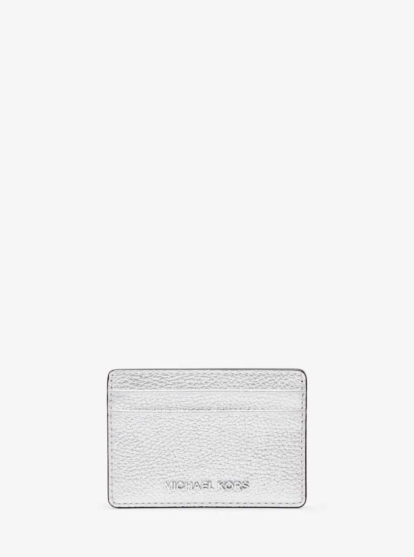 Porta Tarjetas Michael Kors Jet Set Small Metallic Leather Card Case Mujer Plateadas | 8634-OCANY