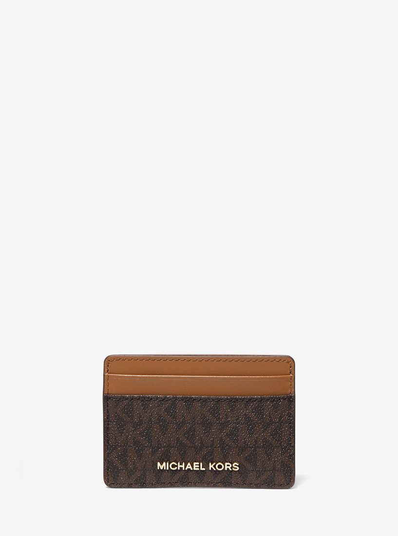 Porta Tarjetas Michael Kors Logo Card Case Mujer Marrones | 0215-RIPZO