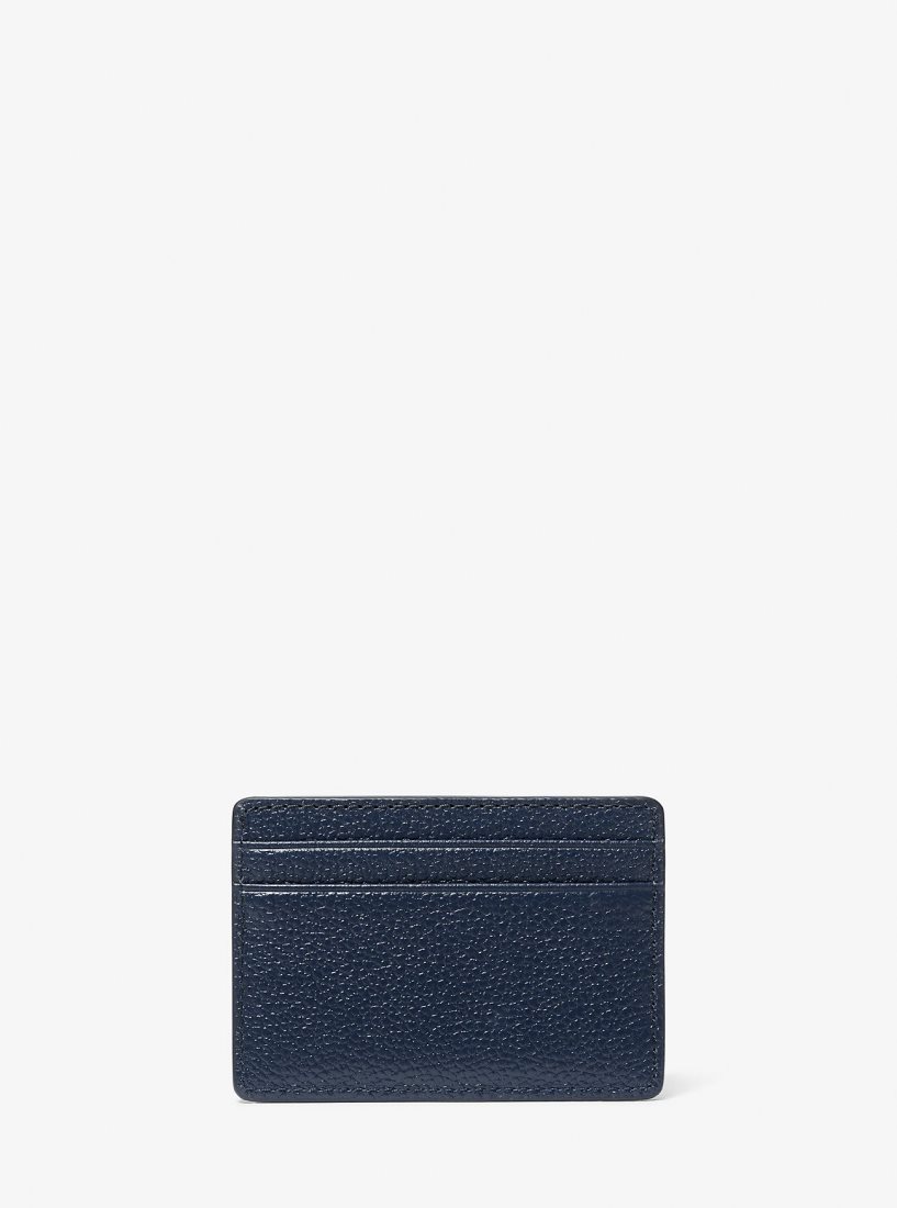 Porta Tarjetas Michael Kors Pebbled Leather Card Case Mujer Azul Marino | 0982-OYWAS