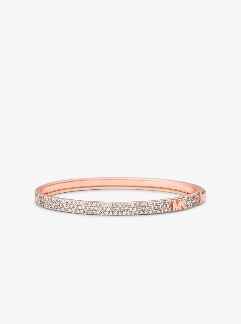 Pulseras Michael Kors Precious Metal-Plated Sterling Silver Pave Logo Bangle Mujer Rosas Doradas | 6328-XQNAM