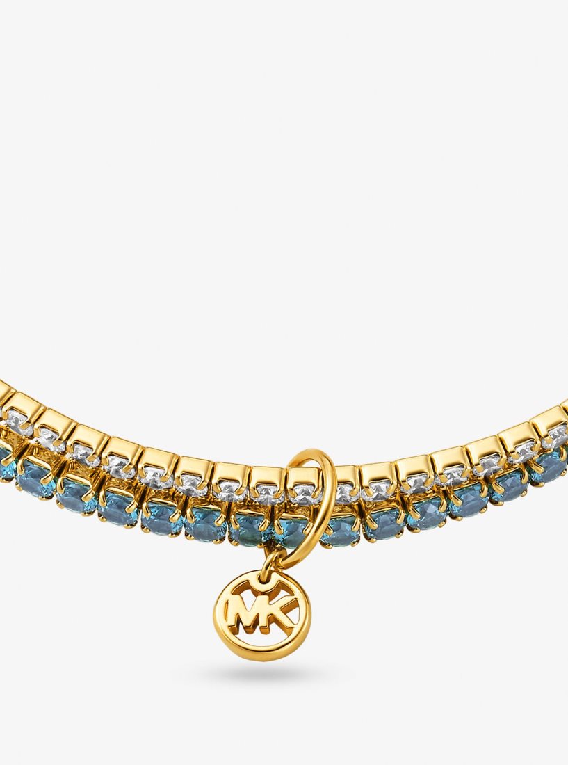 Pulseras Michael Kors Precious Metal-Plated Brass Double Wrap Tennis Bracelet Mujer Turquesa | 6795-YIWXQ