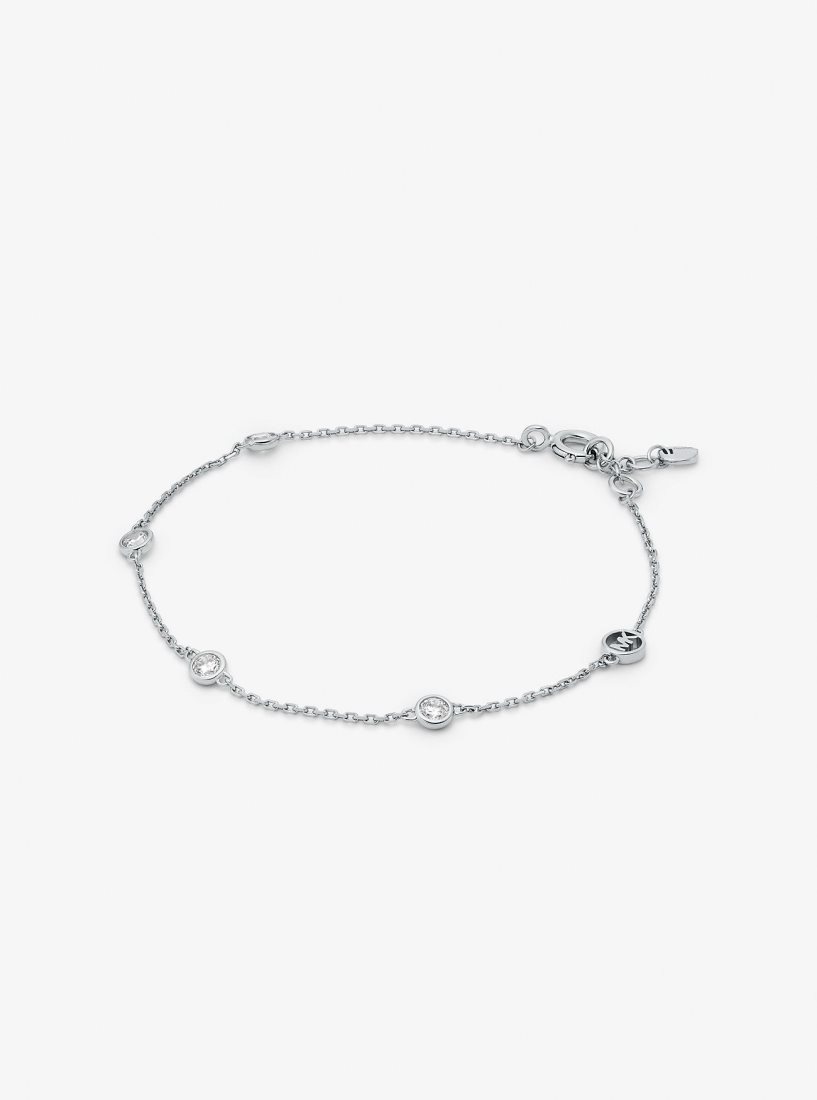 Pulseras Michael Kors Precious Metal-Plated Sterling Silver Cubic Zirconia Bracelet Mujer Plateadas | 8462-DTWML