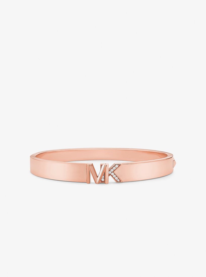 Pulseras Michael Kors Precious Metal-Plated Brass Pave Logo Bangle Mujer Rosas Doradas | 8976-QTICH