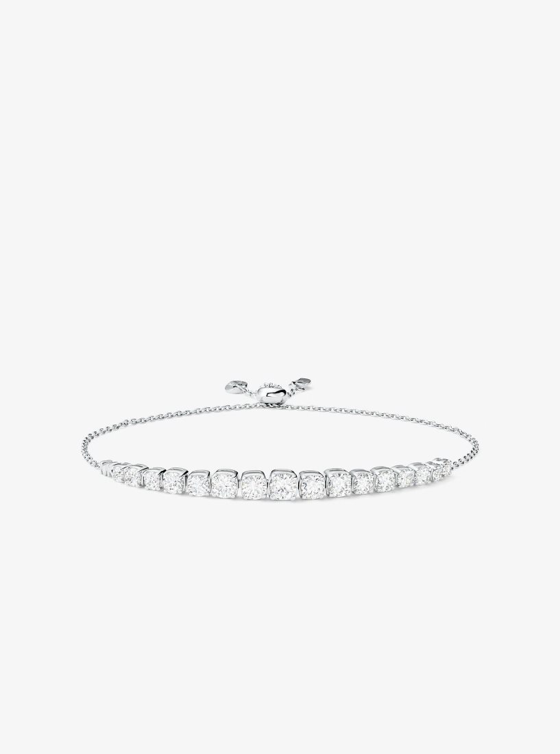 Pulseras Michael Kors Precious Metal-Plated Sterling Silver Cubic Zirconia Slider Bracelet Mujer Plateadas | 1530-DHOLC