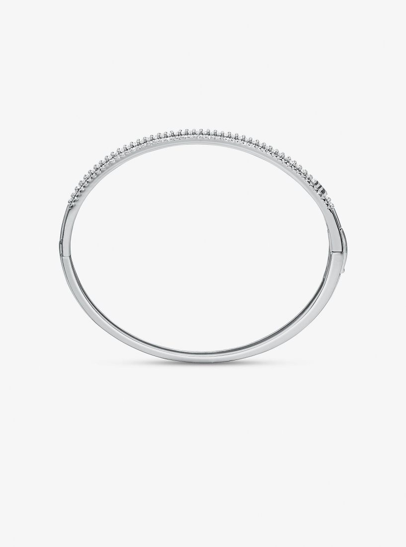 Pulseras Michael Kors Precious Metal-Plated Sterling Silver Pave Bangle Mujer Plateadas | 3967-ILWHQ