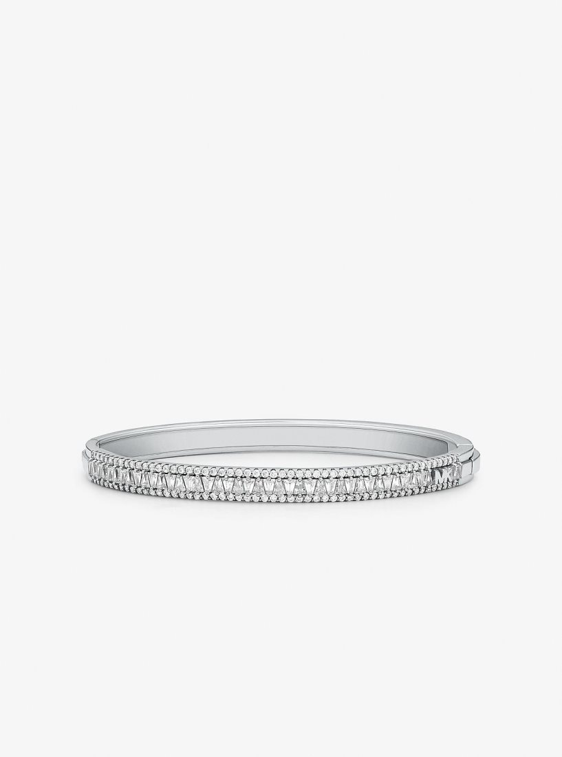 Pulseras Michael Kors Precious Metal-Plated Sterling Silver Pave Bangle Mujer Plateadas | 3967-ILWHQ