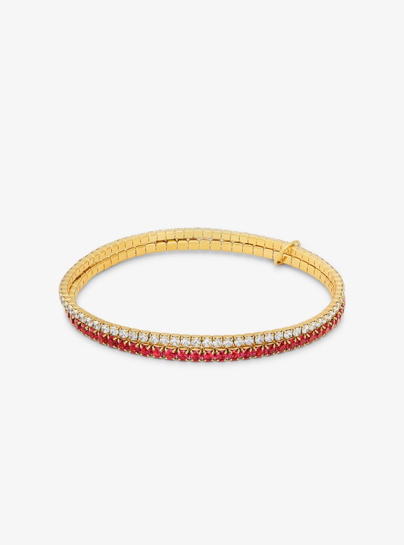 Pulseras Michael Kors Precious Metal-Plated Brass Two-Tone Double Wrap Tennis Bracelet Mujer Coral | 5869-SWJAP