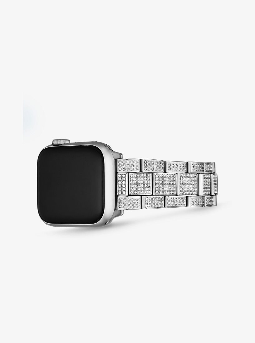 Relojes Inteligentes Michael Kors Pave Silver-Tone Strap For Apple Watch Mujer Plateadas | 6594-JNBCR